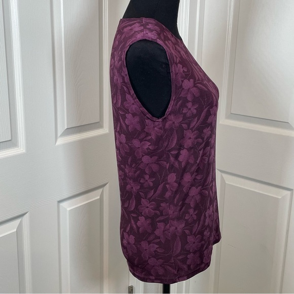 Susan Lawrence Vintage Rich Plum Blouse Floral Print Shell Size L - Picture 5 of 7